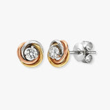 8ct 3 Colour 0.20ct Natural Diamond Knot Stud Earrings