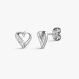 9ct Heart White Gold Natural Diamond Stud Earrings