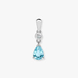 9ct White Diamonds -4pts Aquamarine -90pts Drop Pendant