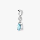 9ct White Diamonds -4pts Aquamarine -90pts Drop Pendant