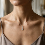 9ct White Diamonds -4pts Aquamarine -90pts Drop Pendant