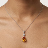9ct White Diamonds - 4pts Morganite - 70pts Drop Pendant