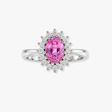9ct White Gold Natural Diamond 12pts & Pink Sapphire 68pts Ring