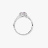 9ct White Gold Natural Diamond 12pts & Pink Sapphire 68pts Ring