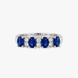 9ct White Gold Natural Diamond 12pts & Sapphire 1.05ct Ring