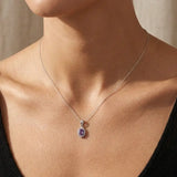 9ct White Gold Natural Diamond And Amethyst Pendant