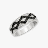 9ct White Gold Natural Diamond And Black Natural Diamond Ring