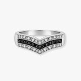 9ct White Gold Natural Diamond And Black Natural Diamond Ring
