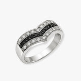 9ct White Gold Natural Diamond And Black Natural Diamond Ring