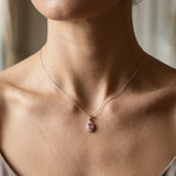9ct White Gold Natural Diamond And Pink Sapphire Pendant
