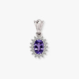 9ct White Gold Natural Diamond And Tanzanite Pendant