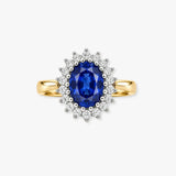 9ct White & Yellow Gold Natural Diamond 23pts & Sapphire 1.10ct Ring