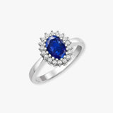 9ct White & Yellow Gold Natural Diamond 23pts & Sapphire 1.10ct Ring