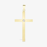9ct Yellow 0.10ct Invisible Set Diamond Cross HEERA DIAMONDS