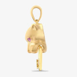 9ct Yellow Diamonds -3pts Pink Saphire -7pts Panther Pendant HEERA DIAMONDS
