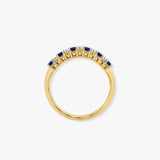 9ct Yellow Gold Natural Diamond 10pts & Sapphire 15pts Half Eternity Ring
