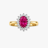 9ct Yellow Gold Natural Diamond 12pts & Pink Sapphire 68pts Ring