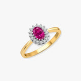 9ct Yellow Gold Natural Diamond 12pts & Pink Sapphire 68pts Ring