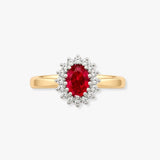 9ct Yellow Gold Natural Diamond 12pts & Ruby 60pts Ring