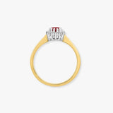 9ct Yellow Gold Natural Diamond 12pts & Ruby 60pts Ring