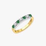 9ct Yellow Gold Natural Diamond 15pts & Emerald 20pts Half ET Ring