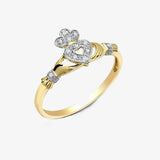 9ct Yellow Gold Natural Diamond Claddagh Ring