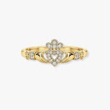 9ct Yellow Gold Natural Diamond Claddagh Ring