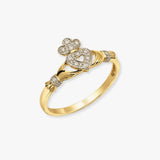 9ct Yellow Gold Natural Diamond Claddagh Ring