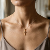 9ct Yellow Gold Natural Diamond Cross