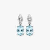 AQUAMARINE DROP EARRINGS IN 9K WHITE GOLD