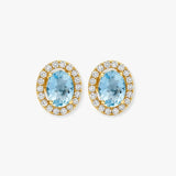 AQUAMARINE HALO STUD EARRINGS