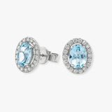 AQUAMARINE HALO STUD EARRINGS