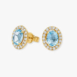 AQUAMARINE HALO STUD EARRINGS