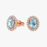 AQUAMARINE HALO STUD EARRINGS