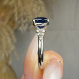 "Althea" 2.3 Carat Blue Sapphire Oval Cut Natural Diamond Shoulder Engagement Ring HR1738