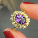 "Alvoriae" Amethyst 1.50 Carat Oval Cut Lab Grown Diamond Engagement Ring HLR1952 HEERA DIAMONDS