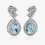 Aquamarine 1.30 Carat Pear Shape Halo Lab Grown Diamond Drop Earrings E1PSA HEERA GOLD