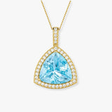 Aquamarine Pendant with Diamond Halo