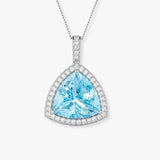 Aquamarine Pendant with Diamond Halo