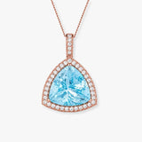 Aquamarine Pendant with Diamond Halo