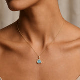 Aquamarine Pendant with Diamond Halo