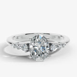 "Arianna" 2 Carat Oval Cut Diamond Shoulders Engagement Ring Render- Front View