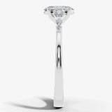 "Arianna" 2 Carat Oval Cut Diamond Shoulders Engagement Ring Render- Side View