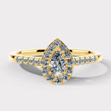 "Arlet" 1 Carat Halo Pear Cut Diamond Shoulder Engagement Ring HAPS06 HEERA DIAMONDS