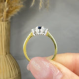 "Armonelle" 0.53 Carat Emerald Cut Natural Diamond Trilogy Engagement Ring MSR652