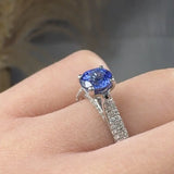 "Arzelle" Tanzanite 0.9 Carat Round Cut Diamond Shoulder Engagement Ring TAMARA HM1 HEERA DIAMONDS