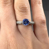 "Arzelle" Tanzanite 0.9 Carat Round Cut Diamond Shoulder Engagement Ring TAMARA HM1 HEERA DIAMONDS