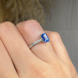 "Arzoya" Blue Sapphire 1.15 Carat Emerald Cut Natural Diamond Shoulder Engagement Ring HR1253 HEERA DIAMONDS