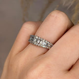 "Avani" Baguette Cut Diamonds Bordered with Round Diamonds Eternity Band Ring - HEERA DIAMONDS