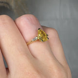 "Avenqor" Yellow 1.52 Carat Pear Cut Trilogy Lab Grown Diamond Engagement Ring HLM520 HEERA DIAMONDS